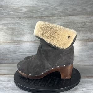 UGG Women’s Australia Lynnea Grey Suede Shearling Lining Clog Boots Size 7